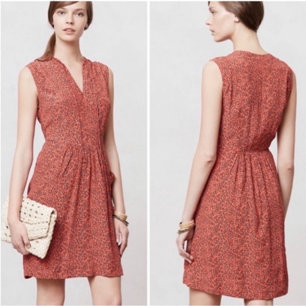 Anthropologie Lil First Blush Sleeveless Floral Pocket Dress 👗
